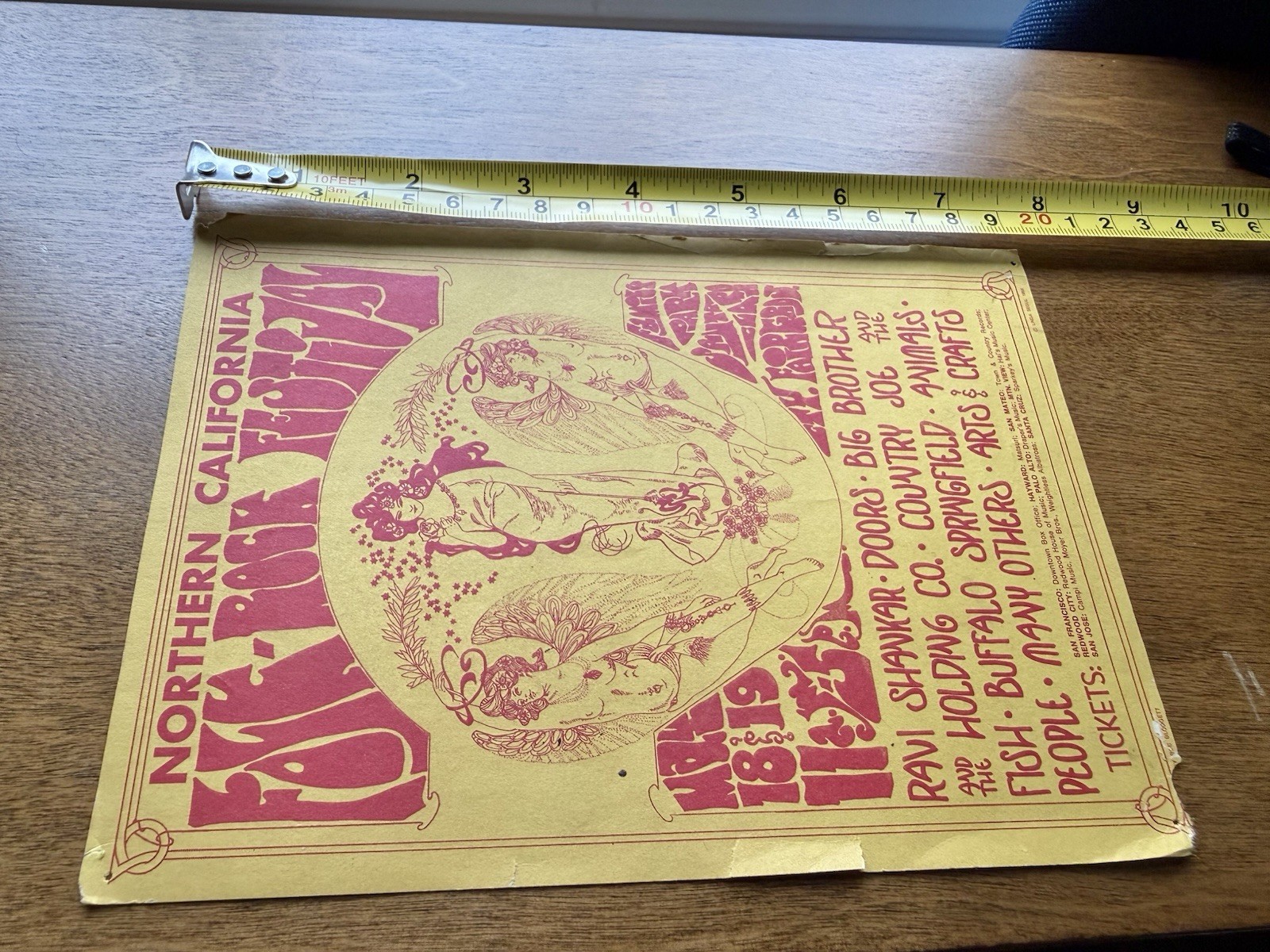 Orig. 1968 Nor Calif. Folk Rock Festival Handbill The Doors as Is