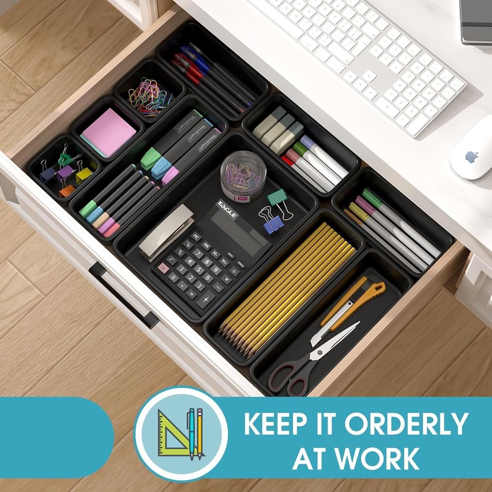 10 PCS Drawer Organizer Set, 4 Size Makeup Drawer Divider Organizer