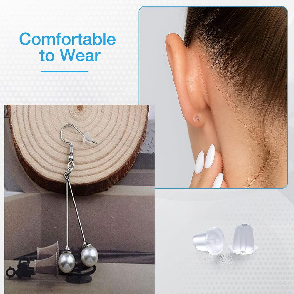 Earring Backings, Rubber Earring Backs for Stud Earrings for Women, Backs for Fi