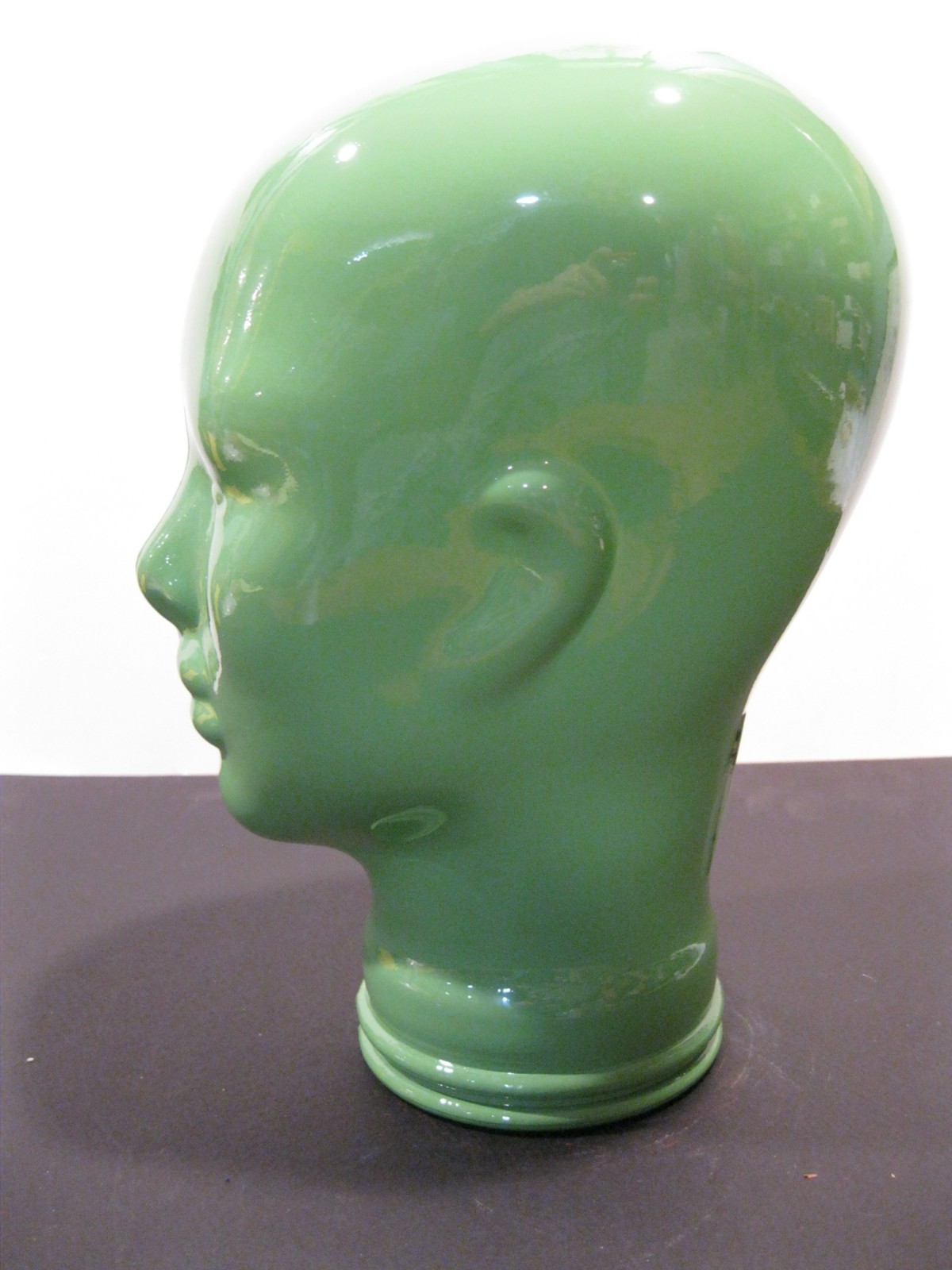 Glass Head, Opaque SEA FOAM , Life Size Mannequin Head. Great for Room Decor.