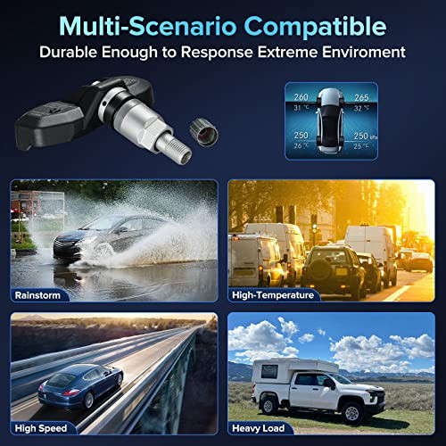 4PCS Programmed TPMS Sensor, 433 MHz Tire Pressure Sensor 7PP907275F