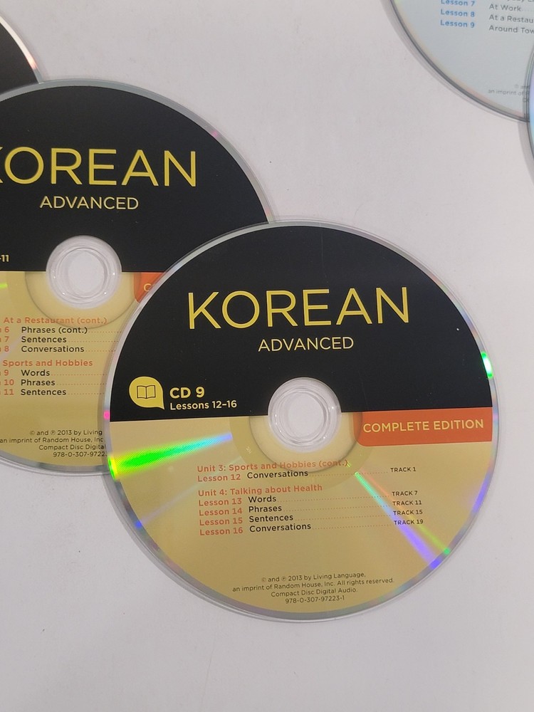 9 Korean Loose Language Audio CDs - Essential, Intermediate, & Advanced