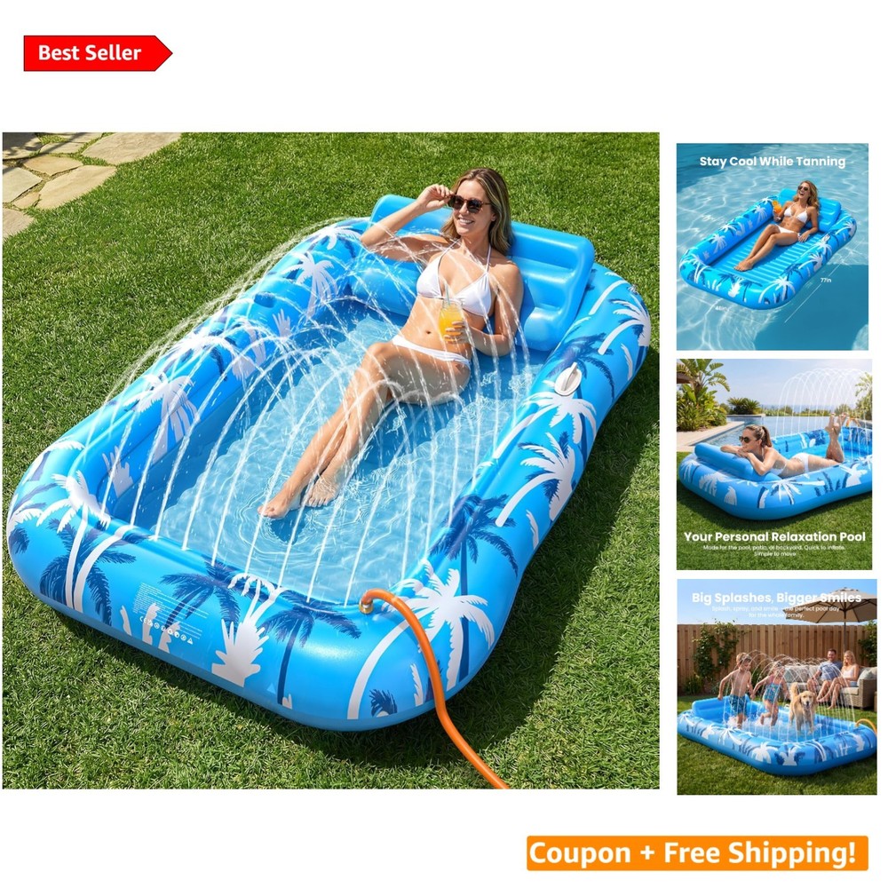 Eco-Friendly Inflatable Tanning Pool Float - UV Protective, Lightweight Design