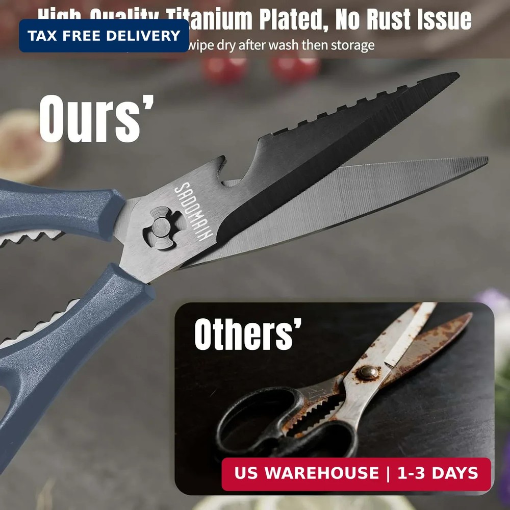 Kitchen Scissors All Purpose, Extra Sharp Kitchen Shears with Knife Sharpener &