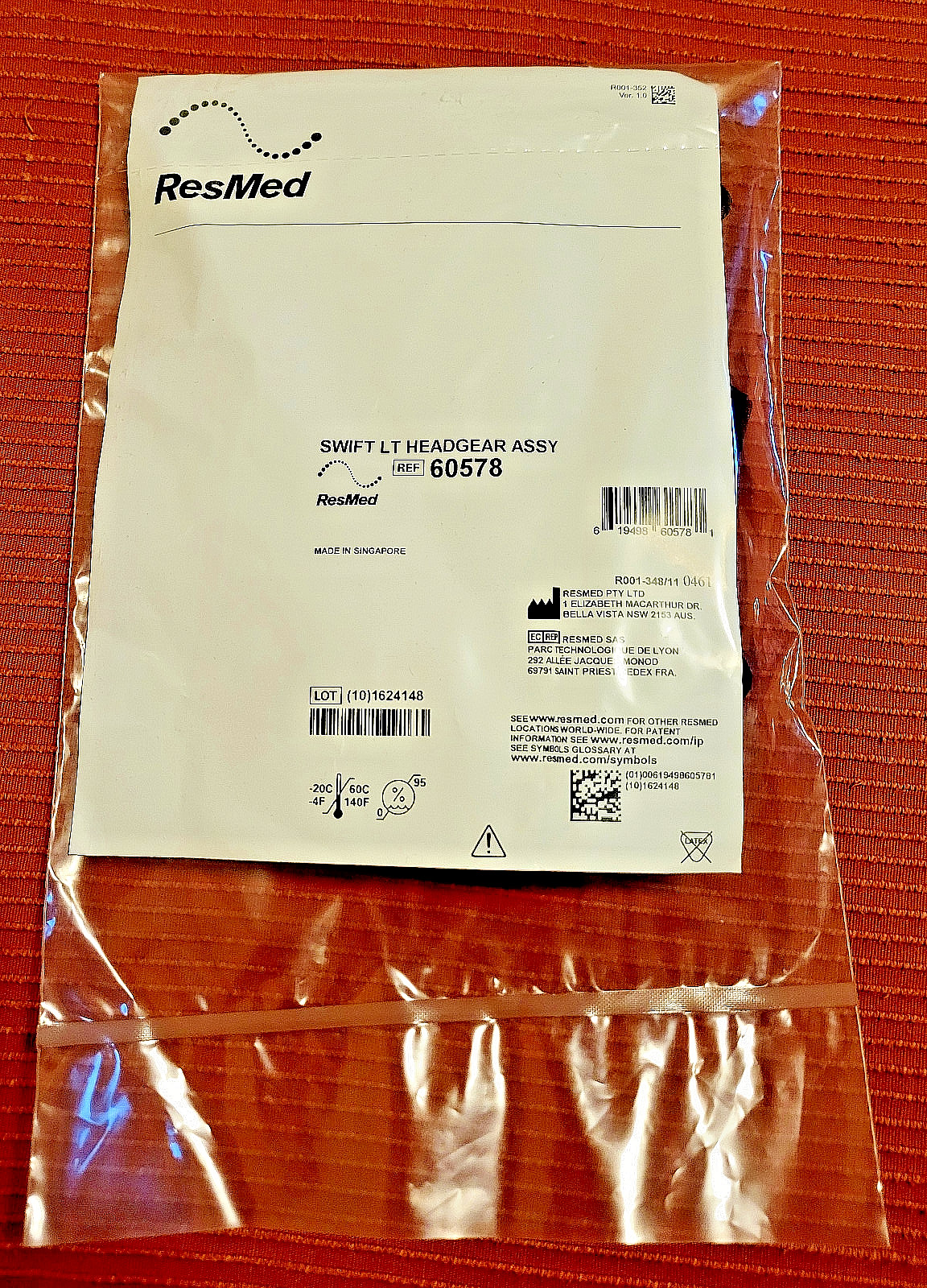 RESMED SWIFT Lt HEADGEAR * DISCONTINUED * (NEW & FACTORY SEALED) MPN-60578