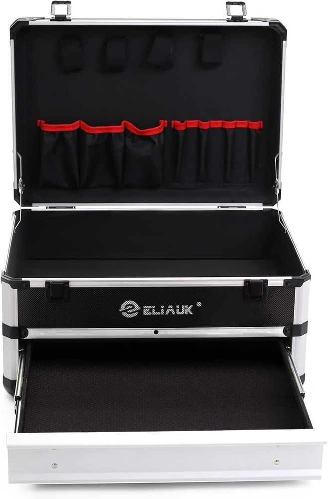 Compact Silver Tool Box with Bearing Slide Drawers - Organized Storage Solution
