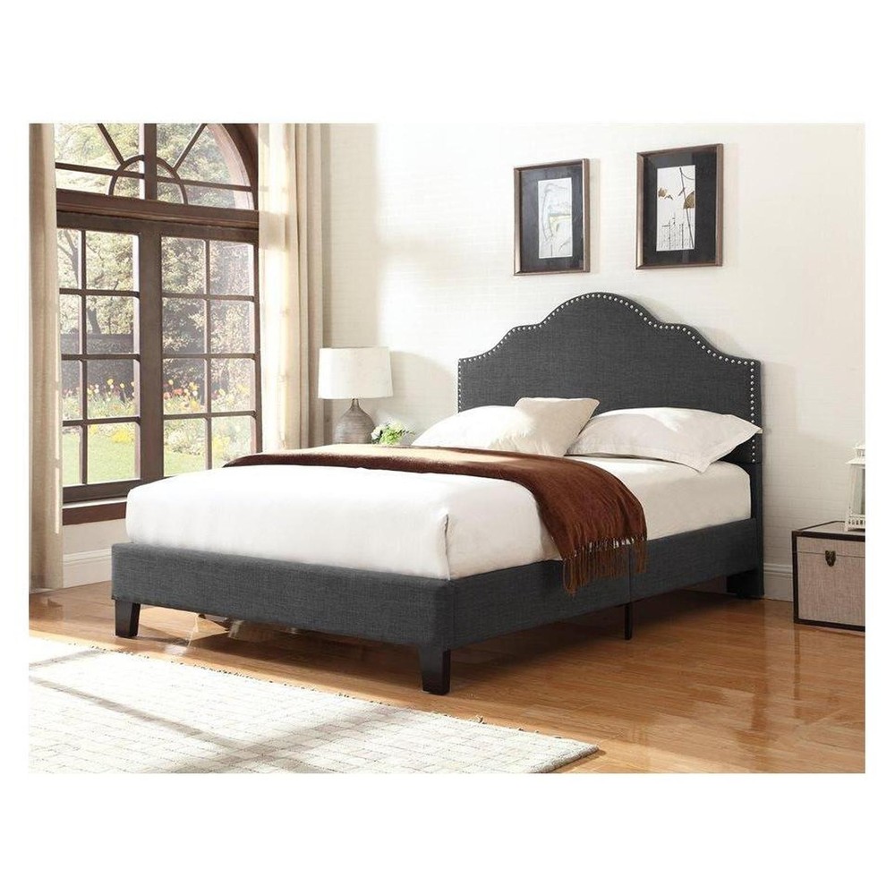 MADISON Complete Upholstered King Bed; Charcoal