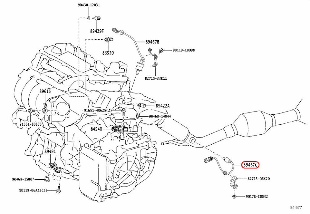 TOYOTA OEM Rear Oxygen Sensor Air Fuel 89467-33210 Genuine