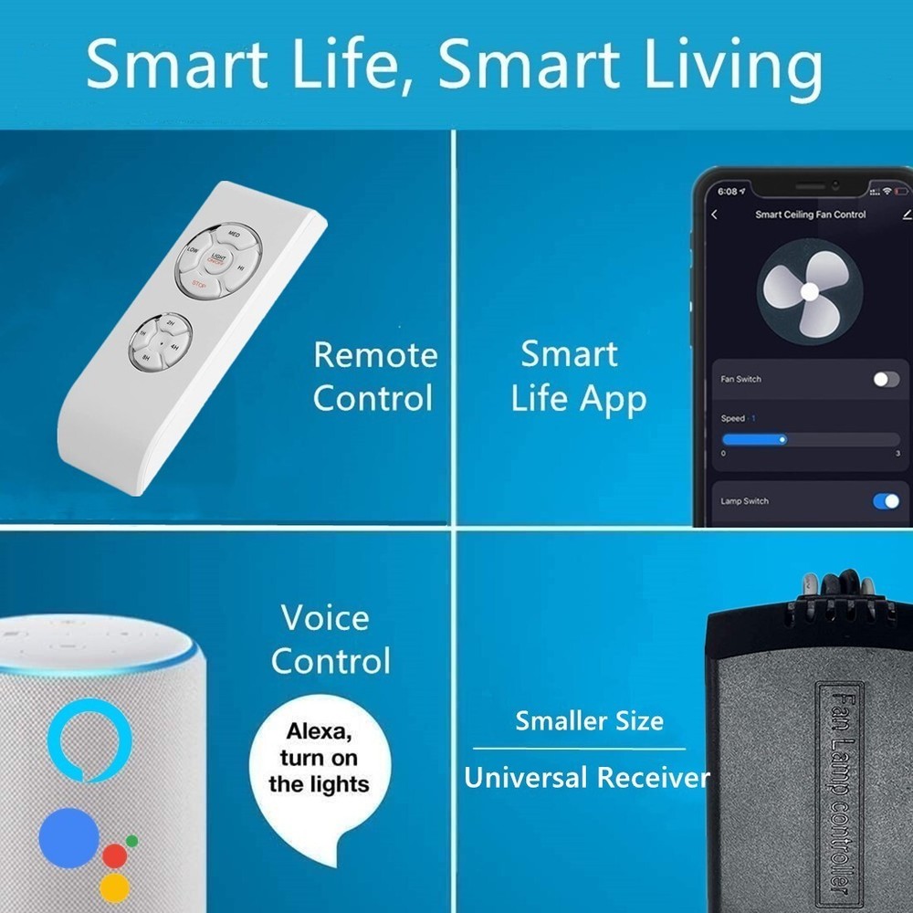 USED mart Wi-Fi Ceiling Fan Remote Control Kit ,Compatible with Alexa & Google