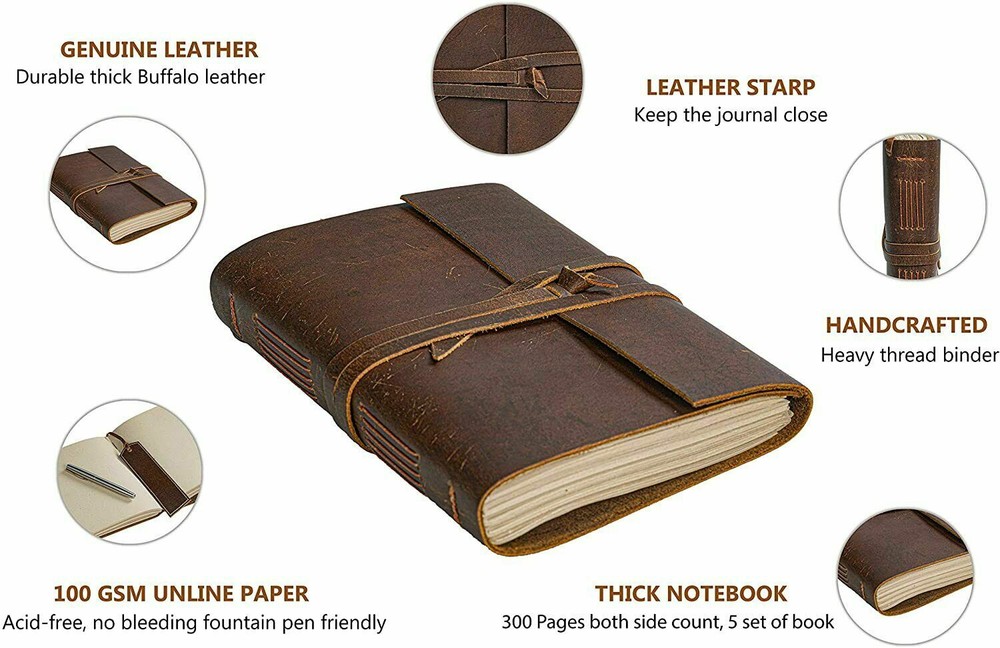 Vintage Leather Bound Journals Handmade Blank Diary Writing Journal