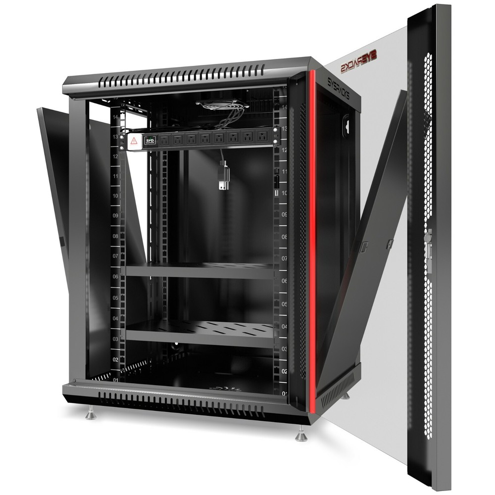 15U 24" Deep Wall Mount IT Network Server Rack Cabinet Enclosure- FREE ACCESSORY