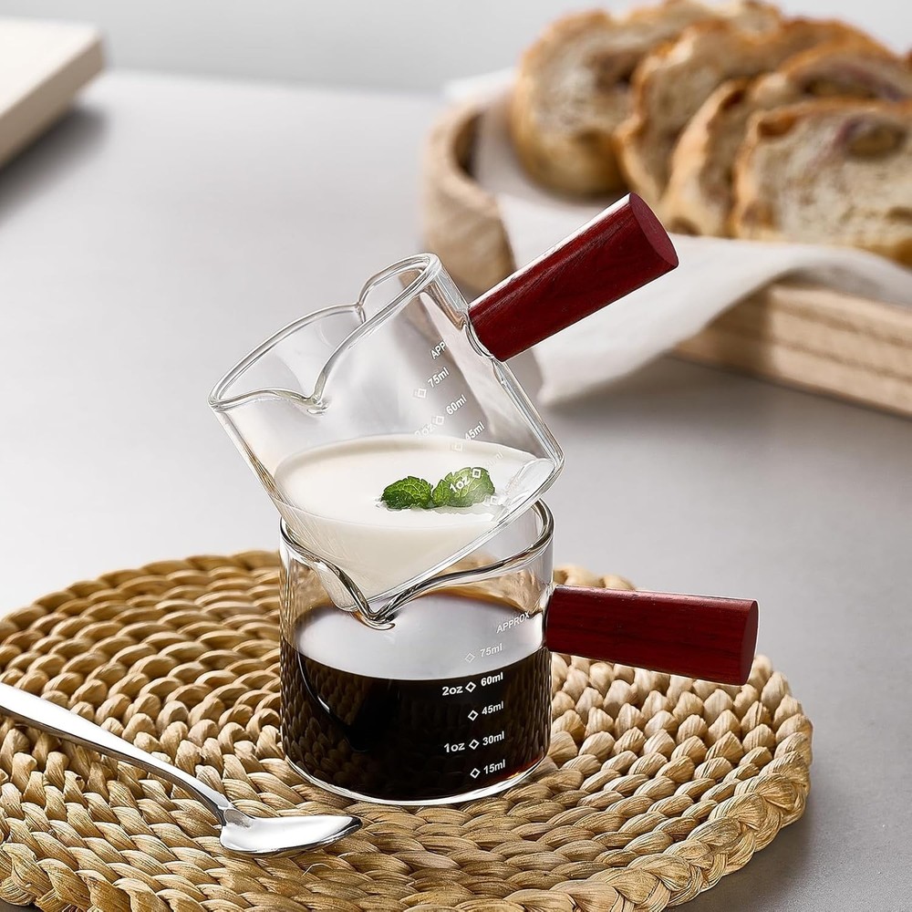2 Pack Espresso Measuring Cups Glass, Small Double Small, Clear