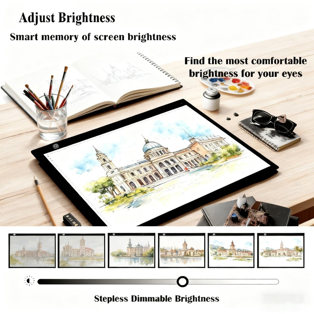 A5 LED Light Box Adjustable Light Table Board Tracing Light for Drawing