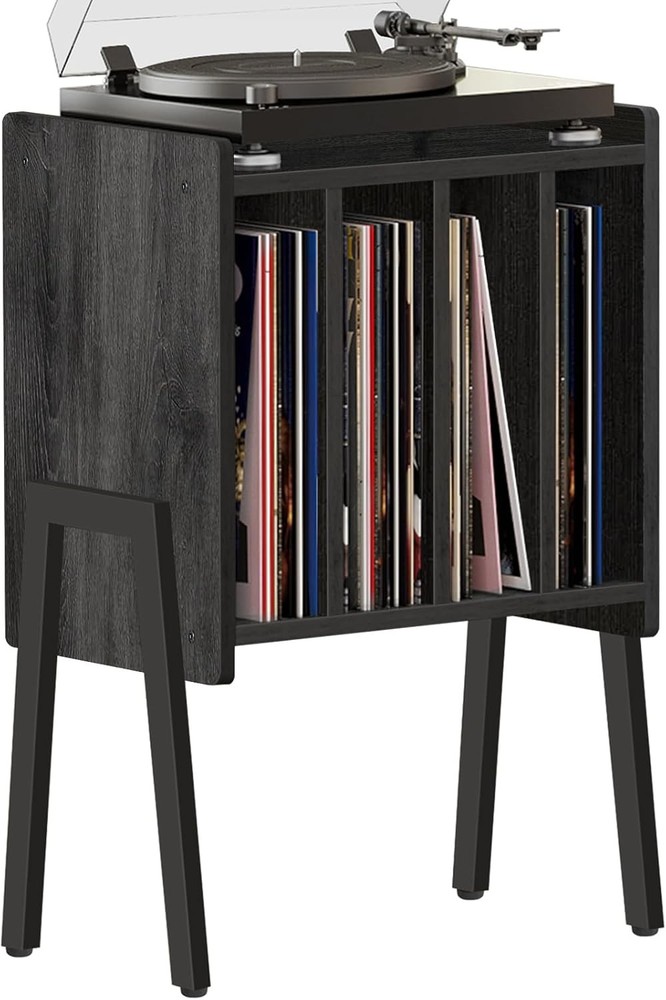 End Table W/ Vinyl Holder Display Shelf Record Player Stand Record Storage Table