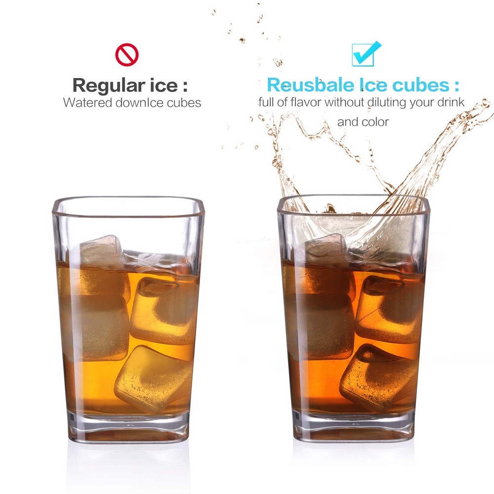 Reuable Ice Cube for Drinks - White Clear Plastic to 0.98”,