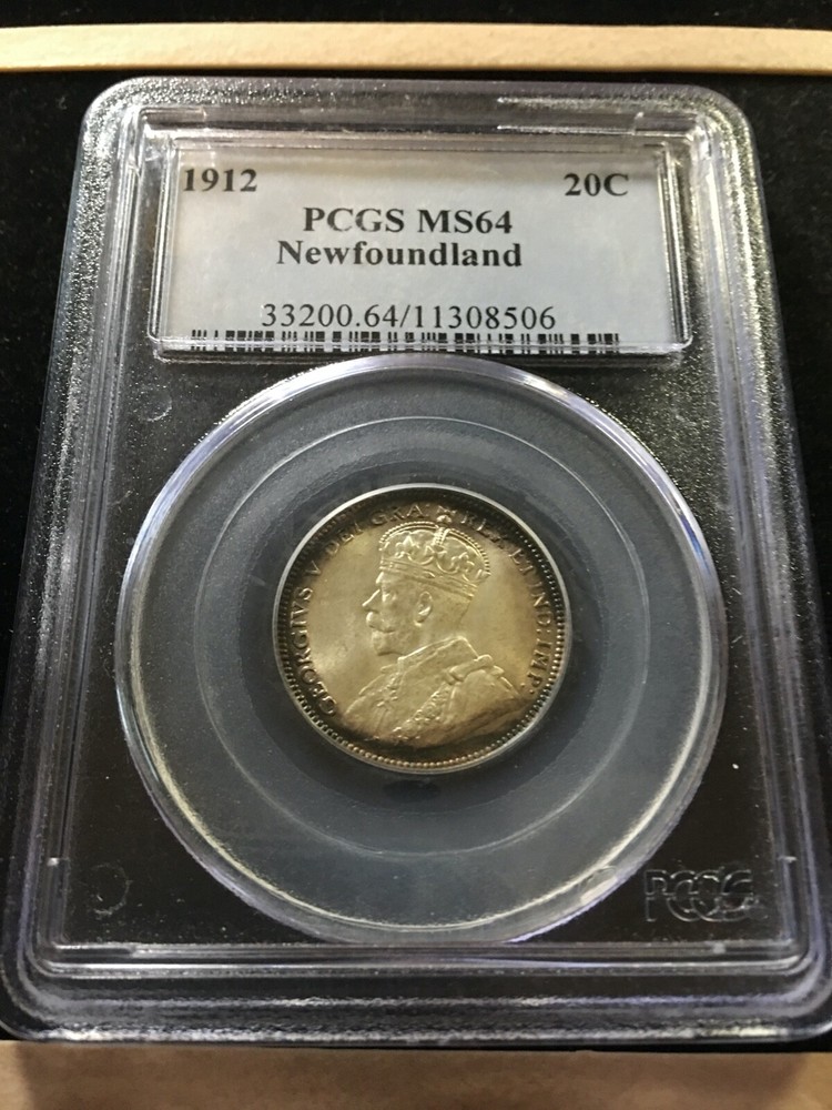 1912  PCGS Graded, Newfoundland  ¢20 Cent, **MS-64** #8506