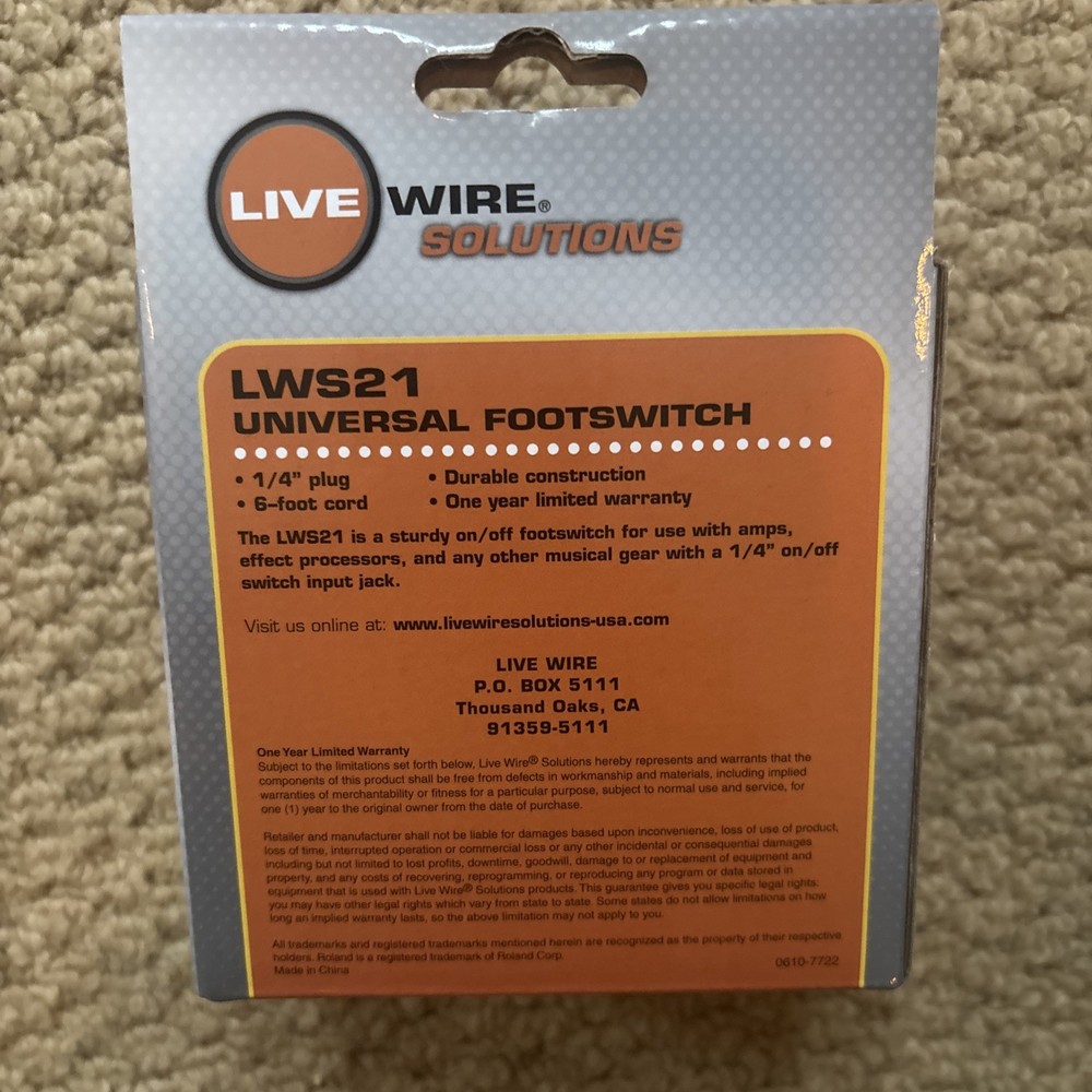 Live Wire Solutions LWS21 Universal Latching Footswitch Used