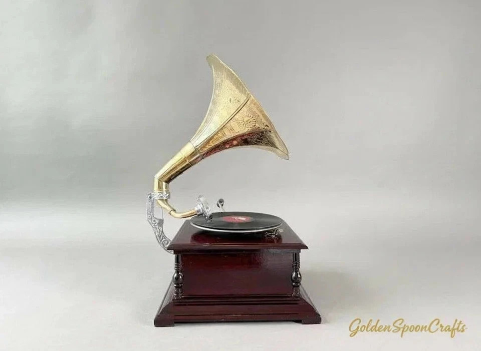 Antique Gramophone, Fully Functional Working Phonograph, win-up record player