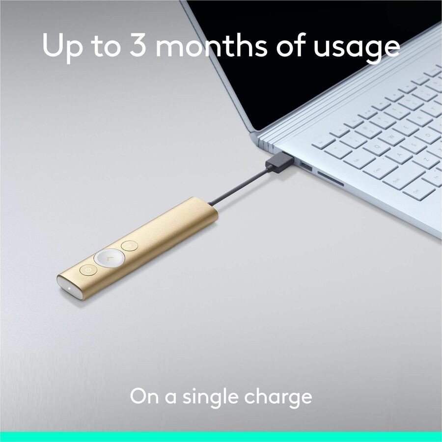 Logitech Spotlight Presentation Remote Gold Laser Bluetooth 30m