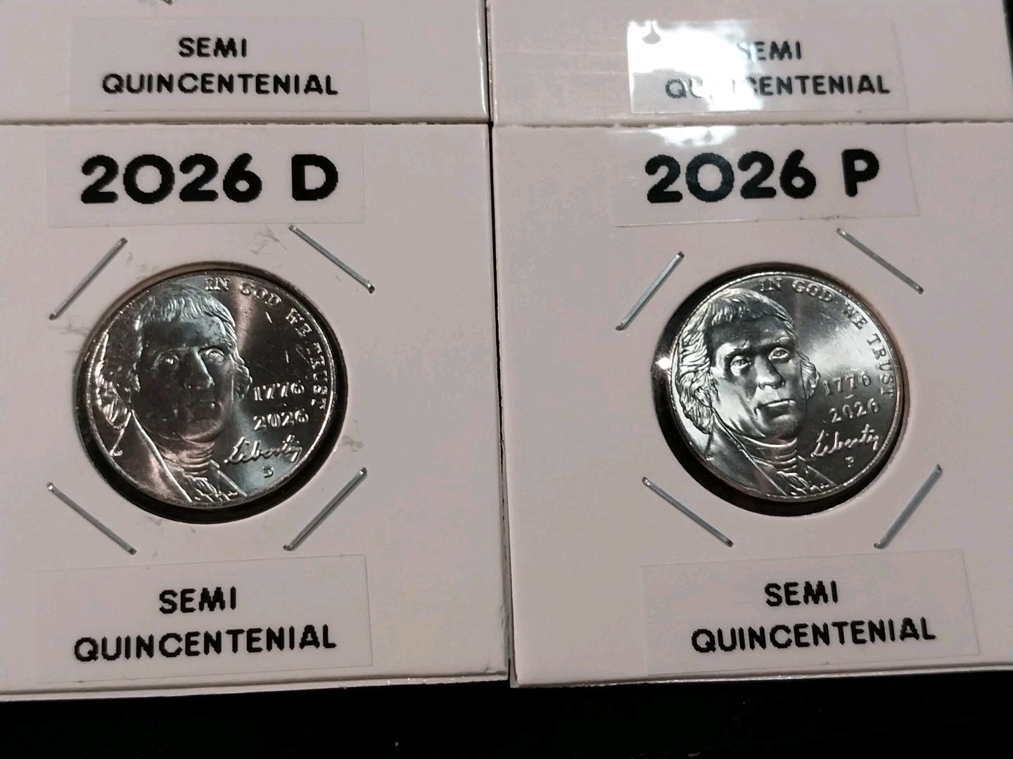 NEAR COMPLETE SET OF 2026 SEMI QUINCENTENIAL COINS IN HOLDERS WITH LABLES 9 PCS