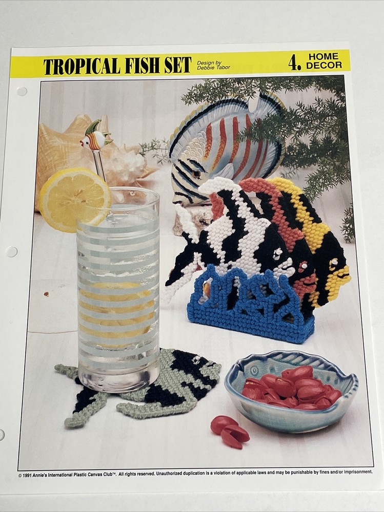 Tropical Fish Set Coasters Annie's Plastic Canvas Pattern