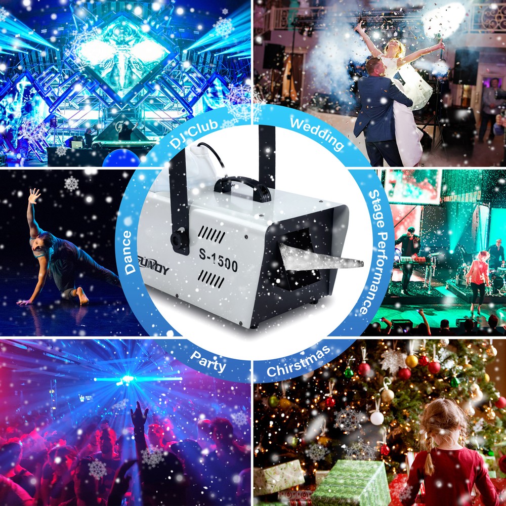 2Pcs 1500W Snow Machine Snowflake Maker Machine Stage DJ Flake Effect w/Remote