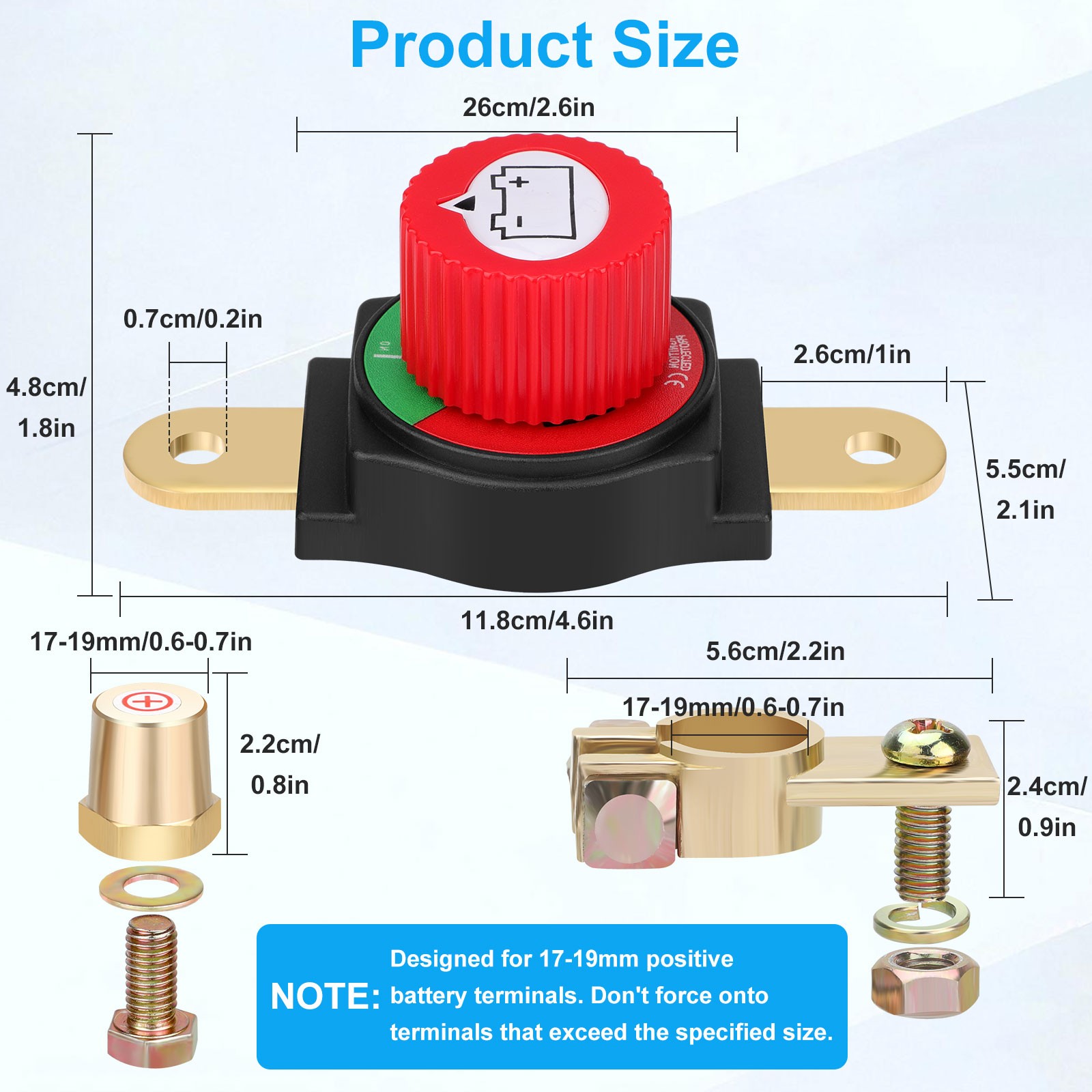 Battery Disconnect & Top Post Kill Switch 12V-48V Heavy Duty Shut Off For Car RV