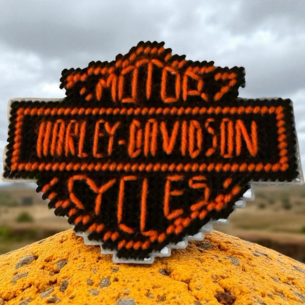 Harley Davidson Orange Classic Logo Knitted Yarn Patch /Sew on-