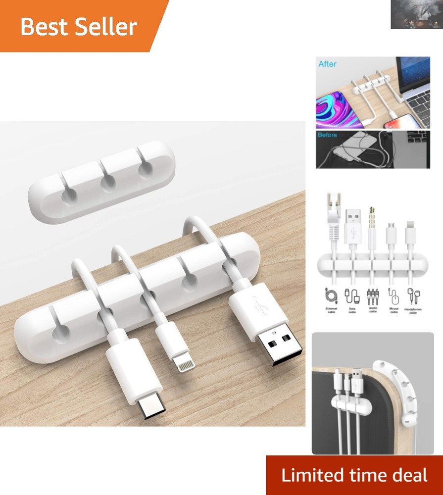 Eco-Friendly White Cable Clips - Versatile Cable Management for Home and Office