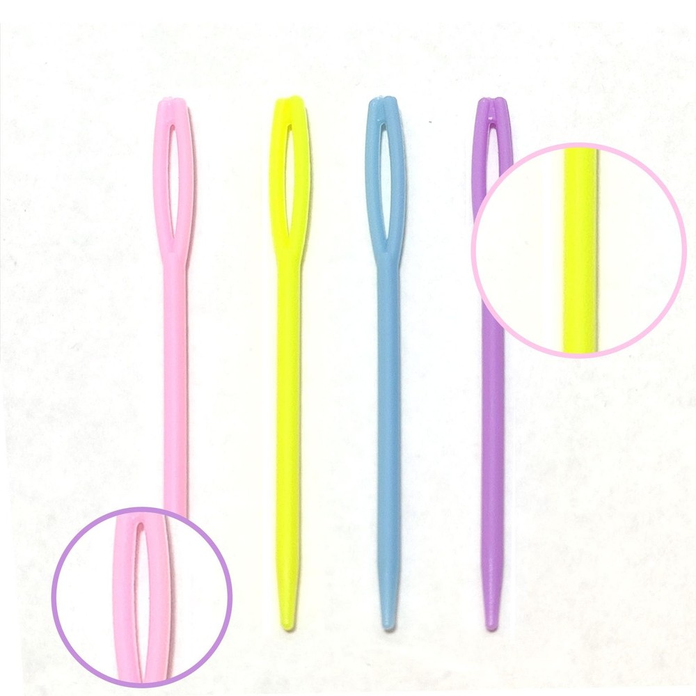 52Pcs 2.7 "Large Eye Plastic Sewing Needles,Learning inches, multicolor