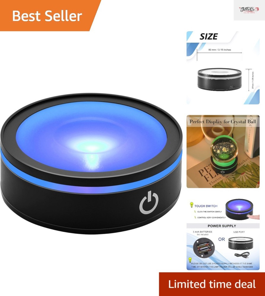 Multi-Function Concave LED Display Stand with RGB Lighting - 3.15" Acrylic Base