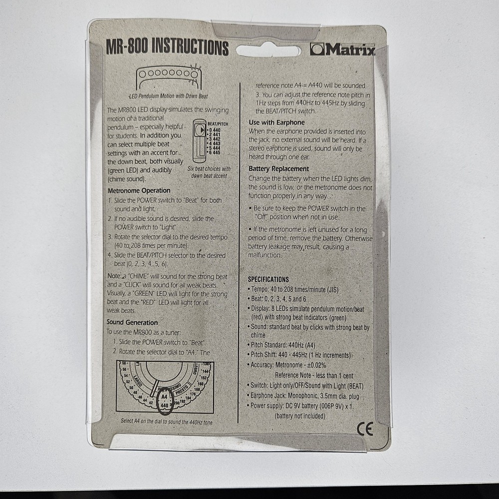 Matrix MR-800 Quartz Metronome w/ LED Pendulum Simulation & Down Beat Accent