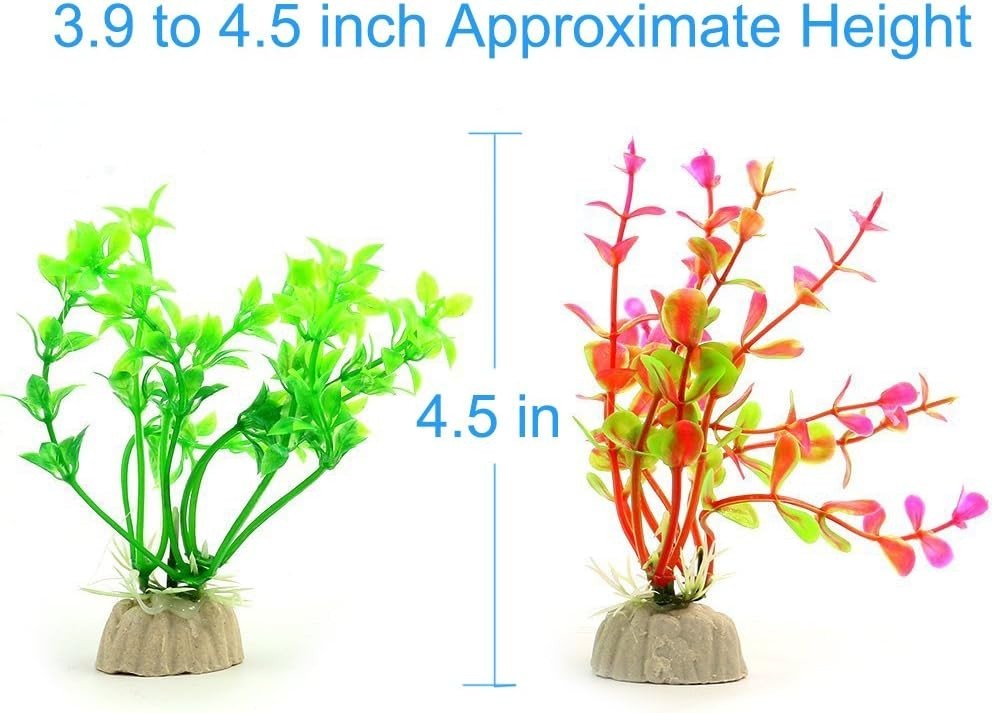 Endless Aquascaping Options: 10 Assorted Artificial Plants, 4-Inch Size Ideal