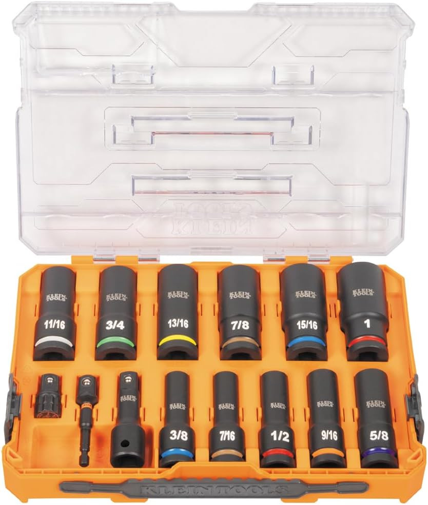 65111IMPCT KNECT Deep-Well Impact Socket Set, 1/2-Inch Drive, SAE, Color Coded,