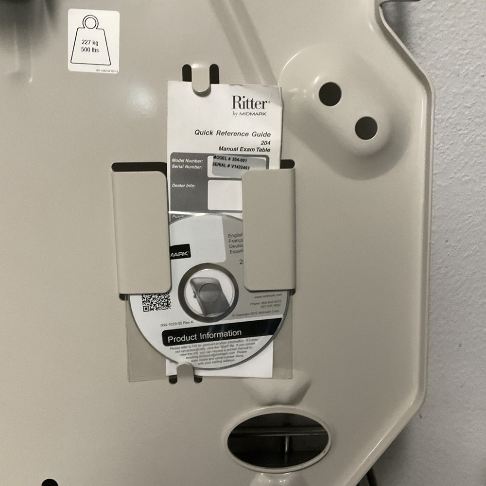 Midmark Ritter 204 Backrest For Table