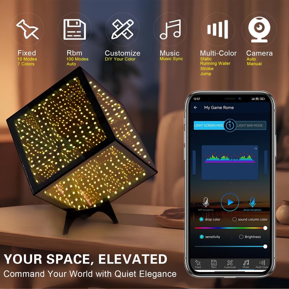 RGB Infinity Hyper Cube Light with APP Control - Smart Infinity Mirror Night ...