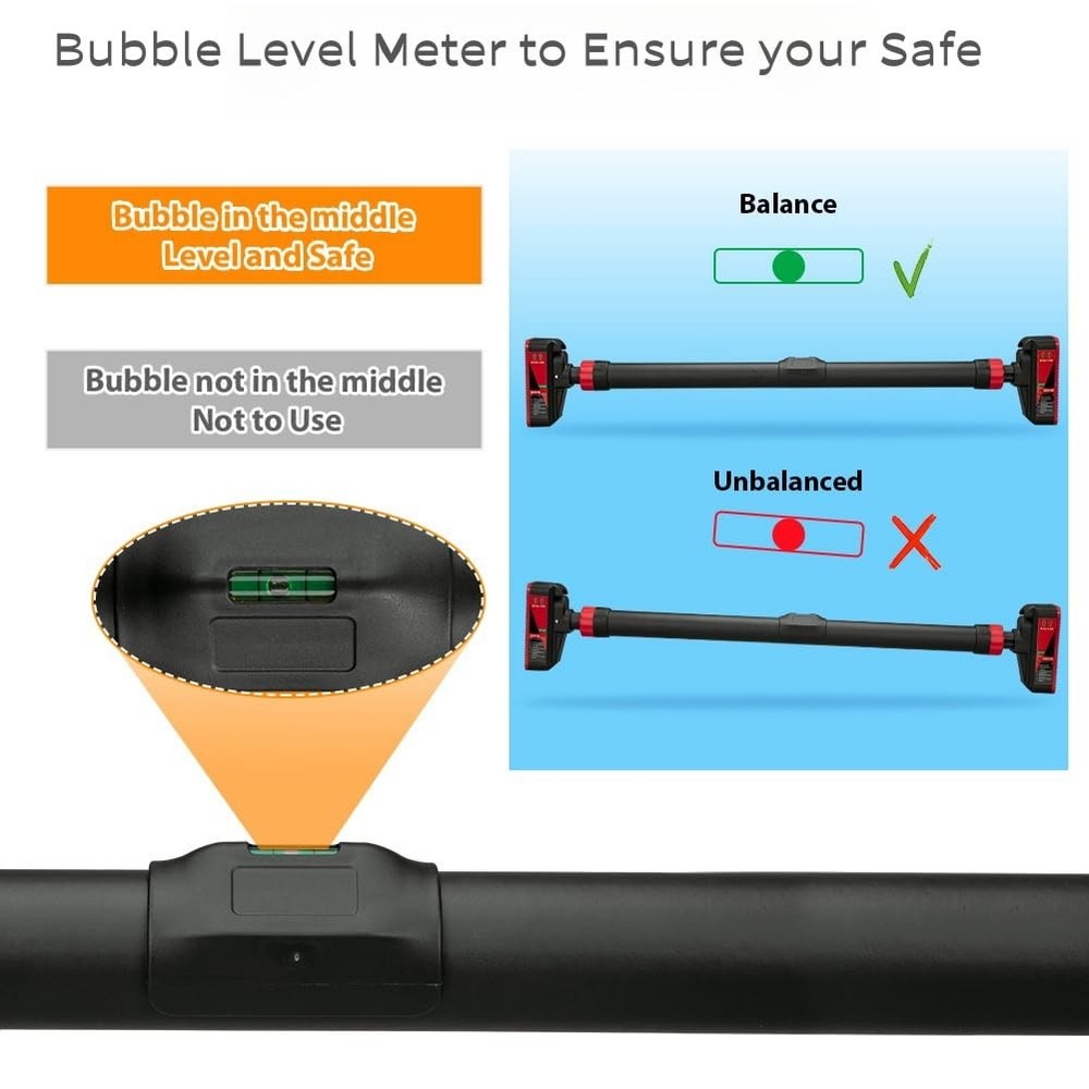 Pull Up Bar for Doorway, Chin Up Bar With Level Meter and Adjustable Width,No...