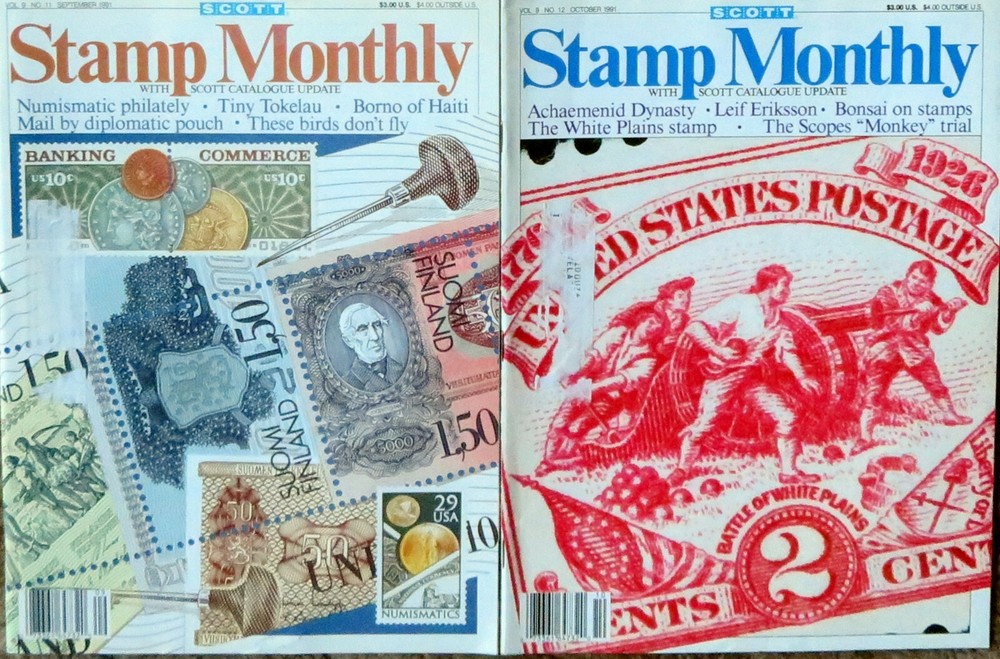 SCOTT STAMP MONTHLY Magazine - Five (5) Issues from 1990-1991