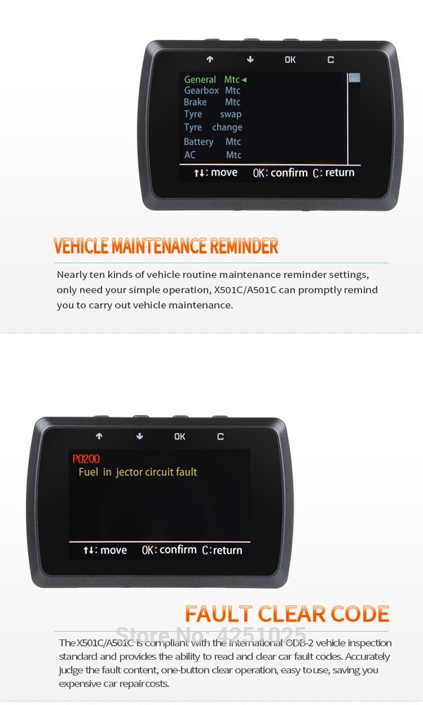 Car OBD OBD2 HUD Digital Meter Speedometer Engine Fault Code Alarm Display A501C