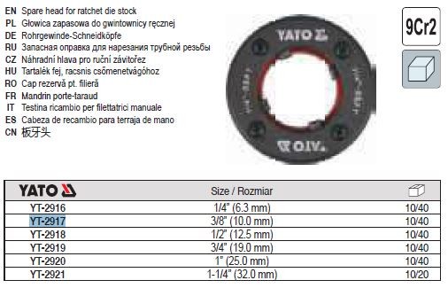 Yato Thread Cutting Head 3/8" YT-2917