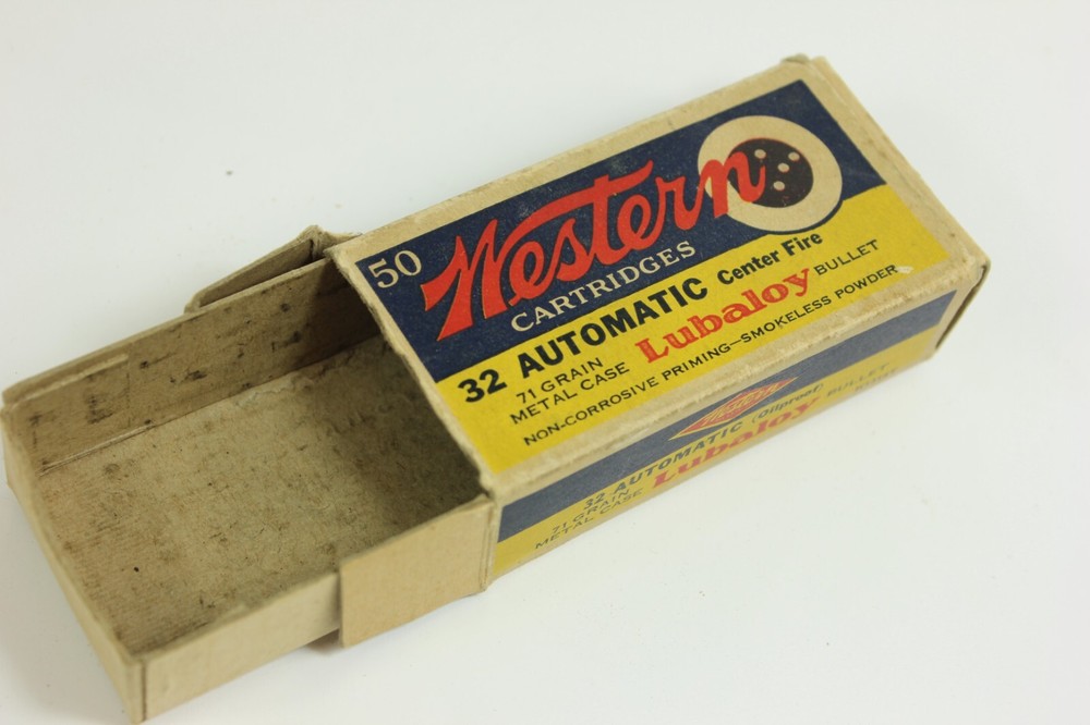 Vintage Western 32 Automatic Cardboard Empty Shell Box as shown