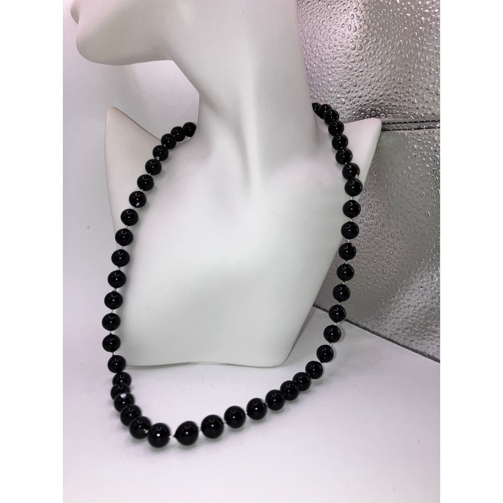 Black Distressed Beaded 24.25' Length Necklace!