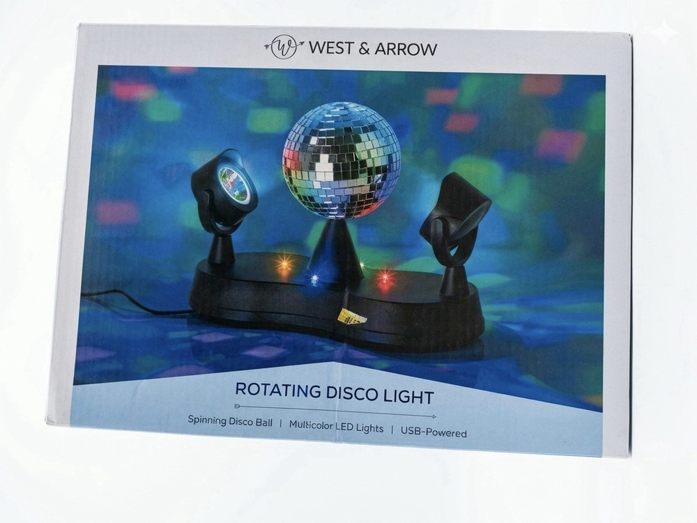 West & Arrow Rotating Multicolor LED Mirror Ball USB-Powered