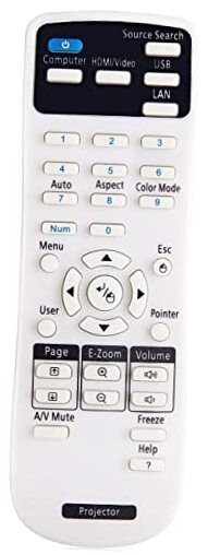 Projector Remote Control Compatible with Epson Projector, Home Cinema,