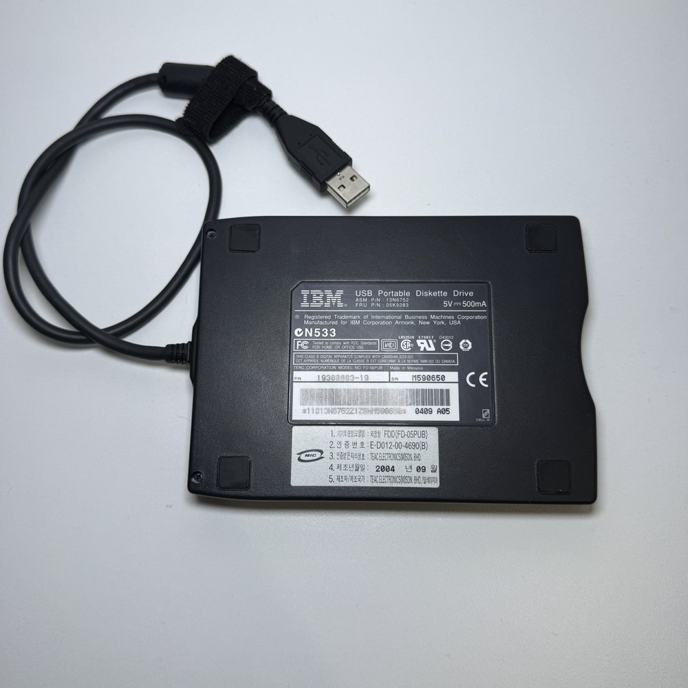 IBM FD-05PUB External 3.5 in Portable Floppy Disk Diskette Drive USB – Working