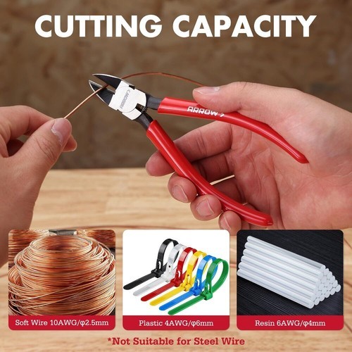 ARROW 6" Precision Wire Cutters Diagonal Cutting Pliers with Non-Slip Handle USA