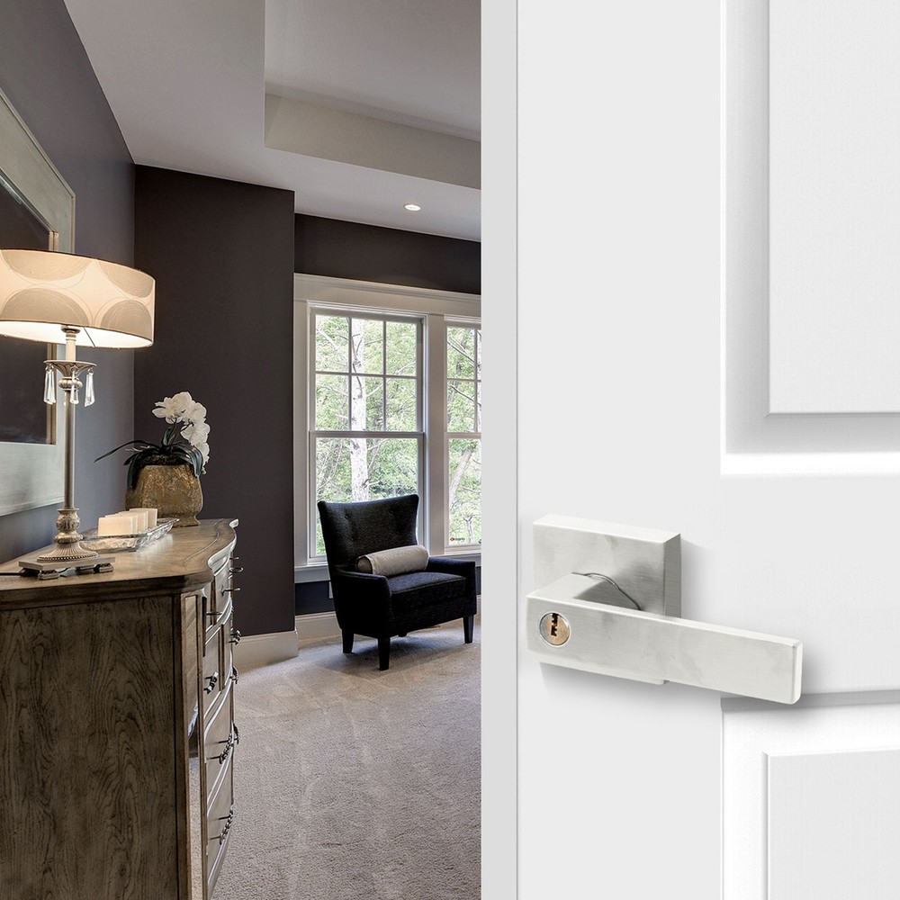 12pcs Silver Square Door Lever Handle Privacy Passage Interior Lock