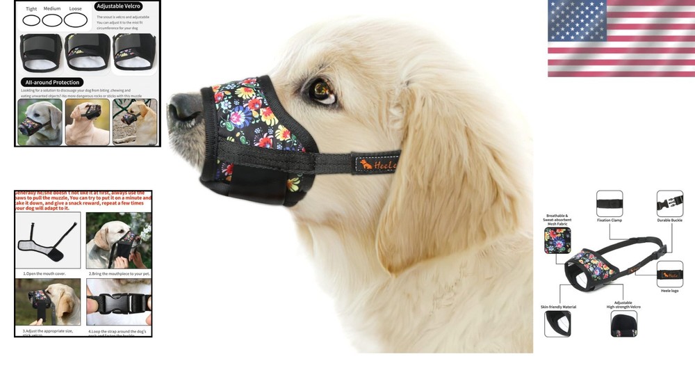Comfortable Nylon Dog Muzzle, Breathable Mesh, Adjustable Drink, Anti-Bite