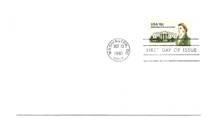 1935  18c James Hoban uncacheted FDC