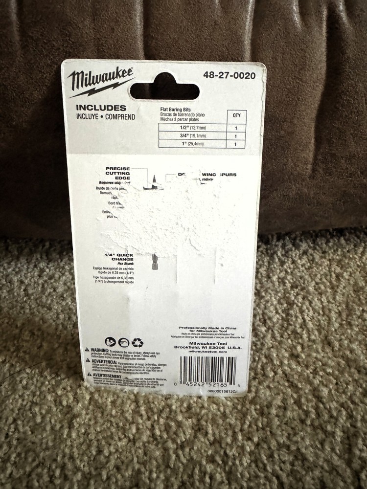 Milwaukee 48-27-0020 3PC Stubby Flat Boring Set